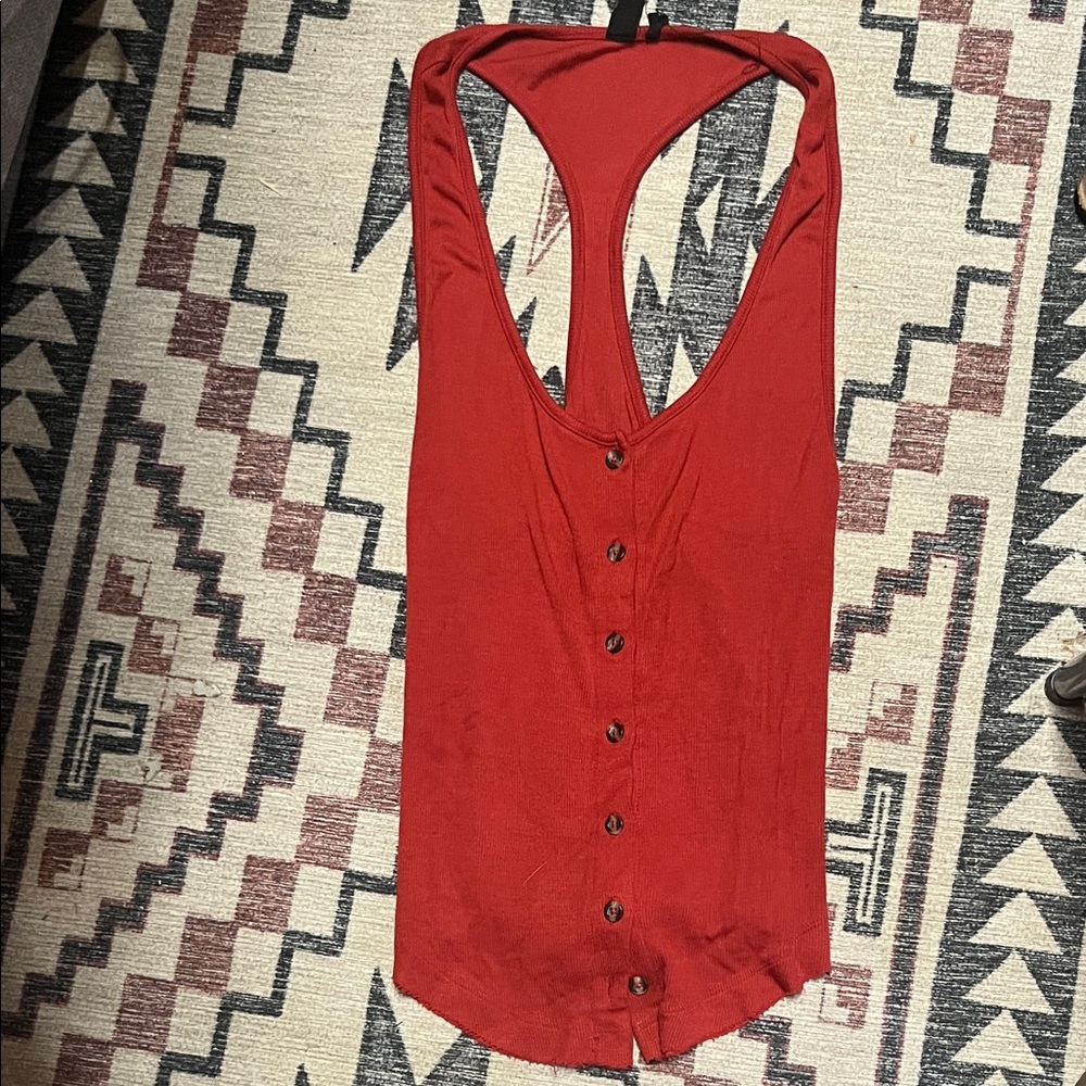 Urban Outfitters Red Button-Front Tank Top